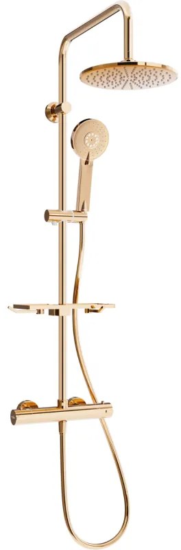 Mexen KT40 set de duș cu pară de tip ploaie și baterie termostatică, Roz-auriu - 771504093-60