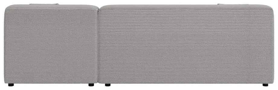 Colțar gri deschis cu tapițerie din catifea reiată (cu colț pe partea dreaptă, cu șezlong) Martin – Ropez