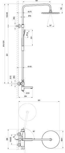 Ravak X07P642 - Set de duș cu baterie, crom lucios