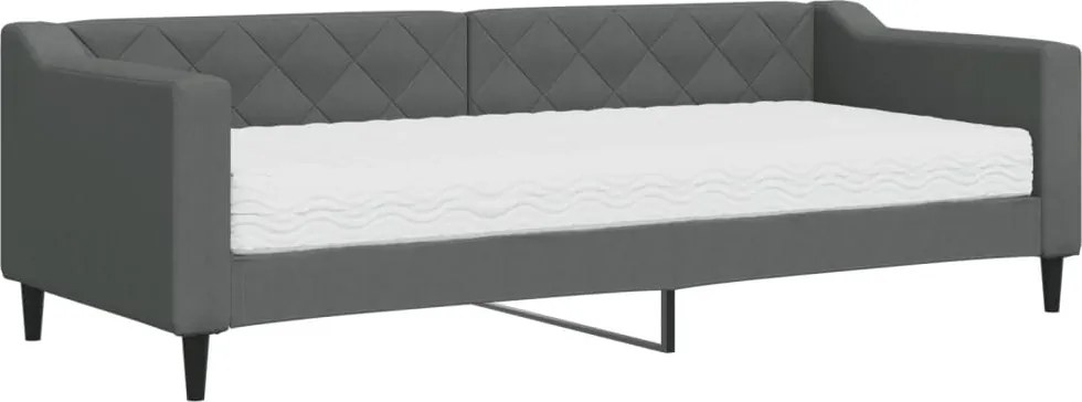vidaXL Pat de zi cu saltea, gri închis, 80x200 cm, textil