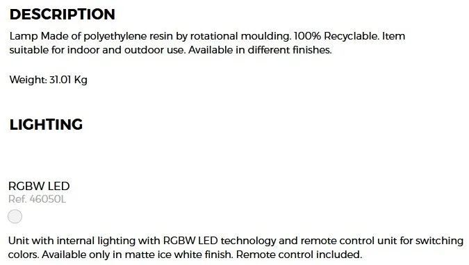 CORP DE ILUMINAT LED RGB DECORATIV BLANCA LAMP