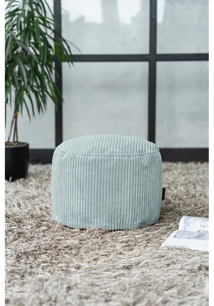 Fotoliu bean bag verde mentă cu tapițerie din catifea reiată Mini – SLOWDOWN