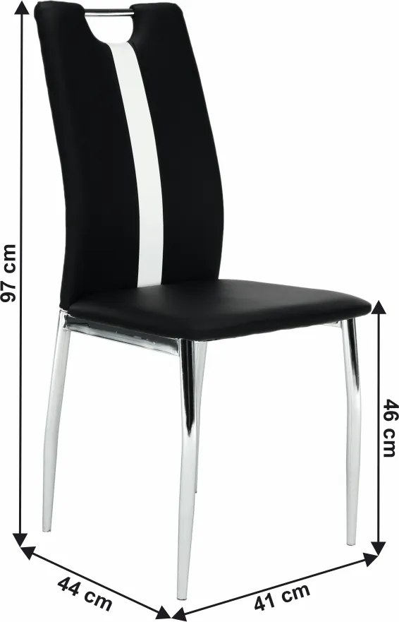 Scaun, negru / alb, piele ecologică / crom, SIGNA