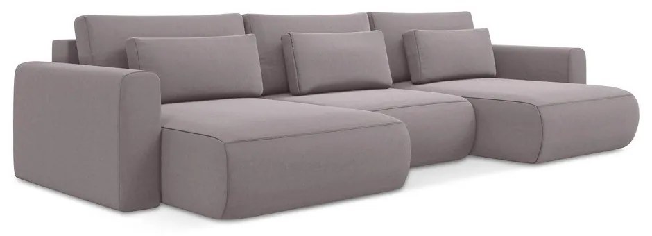 Colțar mov lavandă extensibil/cu spațiu de depozitare cu tapițerie din catifea (în formă de "U") Kapua – Makamii