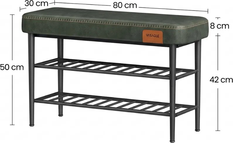 Banca cu raft pentru incaltaminte EKHO 80x30 cm, verde