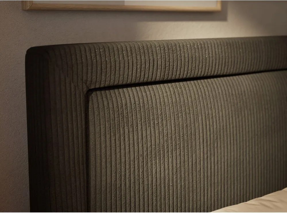 Pat boxspring gri antracit cu spațiu de depozitare 180x200 cm Fresco – Maison de Rêve