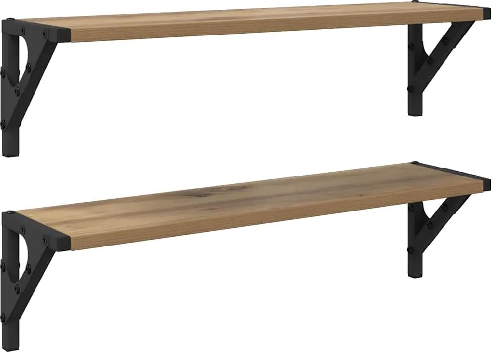 vidaXL Șemele de perete 2 pcs Stejar Artizanal 60 x 15 x 15,5 cm