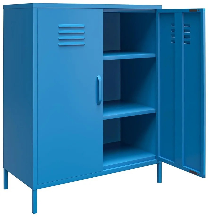 Dulap metalic albastru Novogratz Cache, 80 x 102 cm