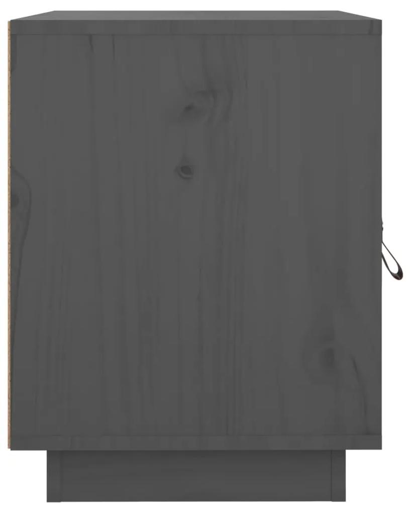 Noptiera, gri, 40x34x45 cm, lemn masiv de pin 1, Gri