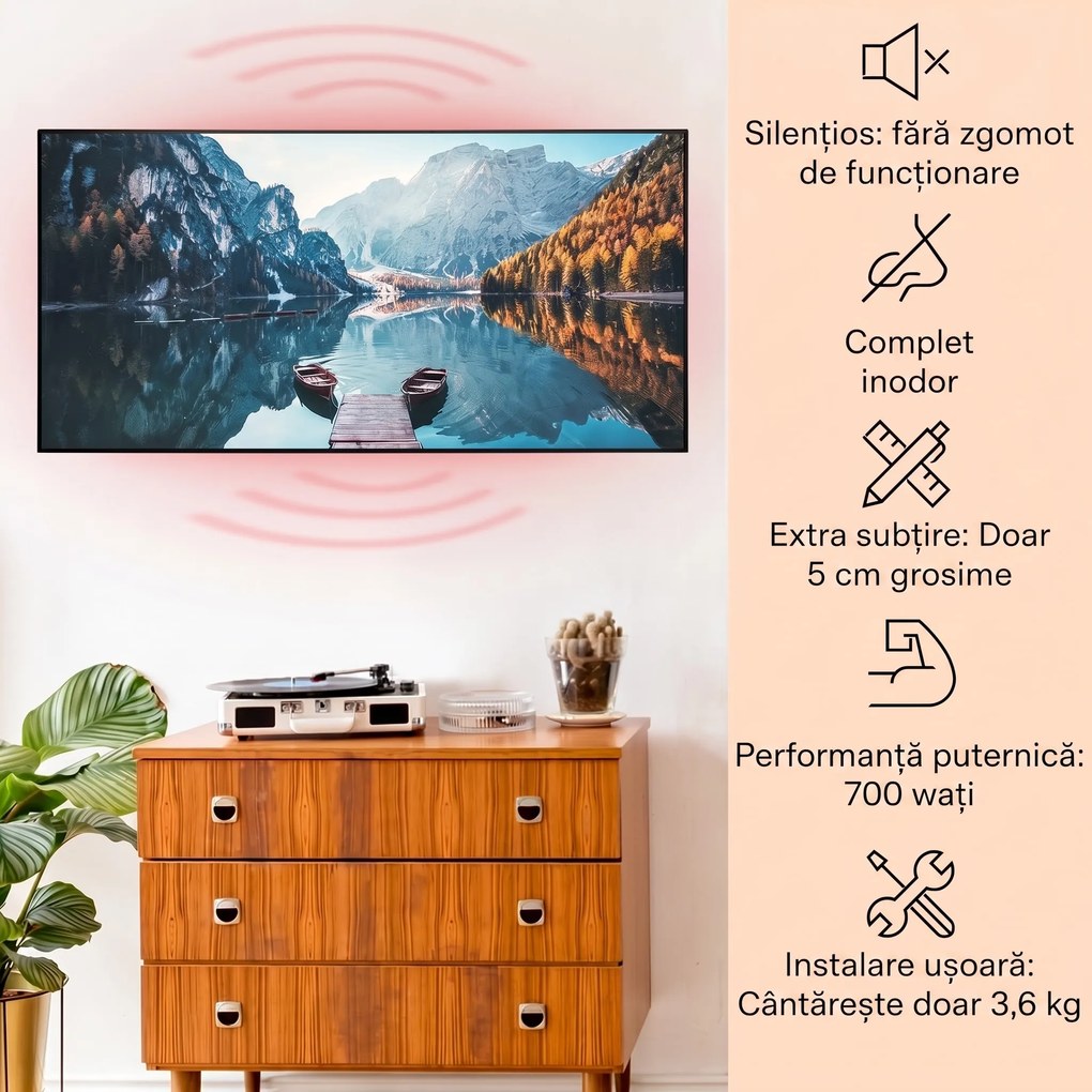 Klarstein Wonderwall Air Art Smart, încălzitor cu infraroșu, mare, orizontală, 120 x 60 cm, 700 W