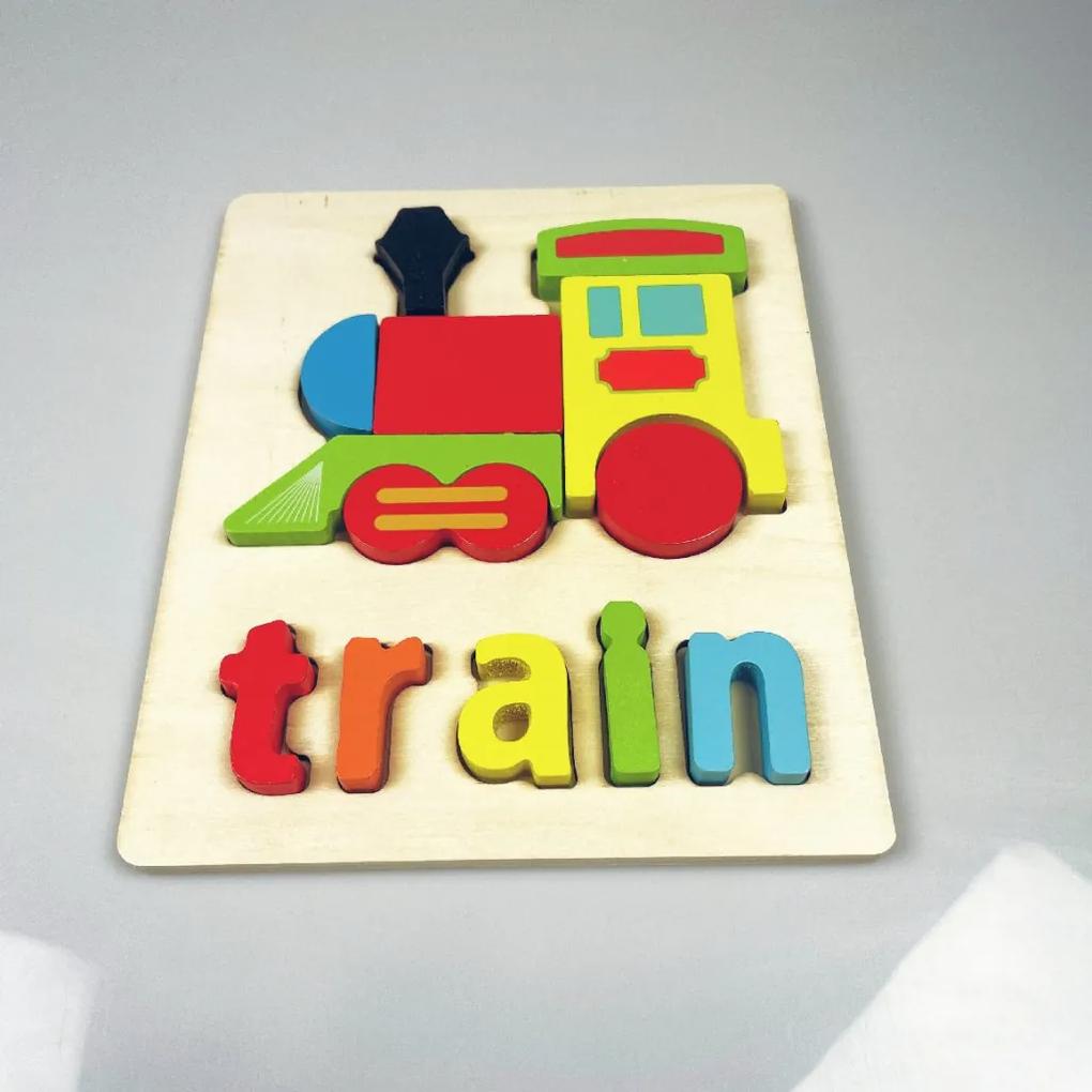 Puzzle din lemn pentru copii "Tren"