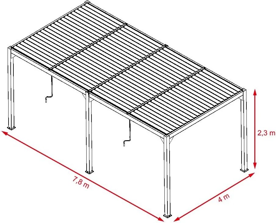 Pergolă bioclimatică din aluminiu cu lamele 7.8 x 4 M