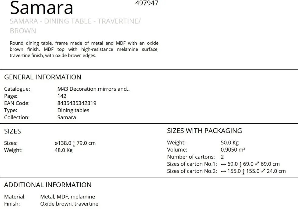 Masa rotunda dining design lux Samara