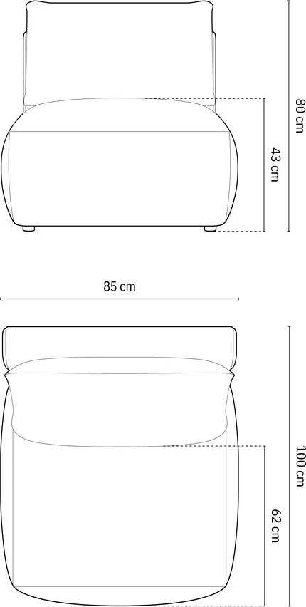 Modul pentru canapea, 1 loc, Chris-184, Micadoni Home, 100x85x80 cm, catifea, teracota