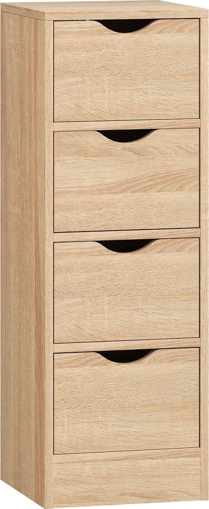 HOMCOM Dulap de Baie Compact cu 4 Sertare și Mânere Sculpatate, Stil Nordic | Aosom Romania