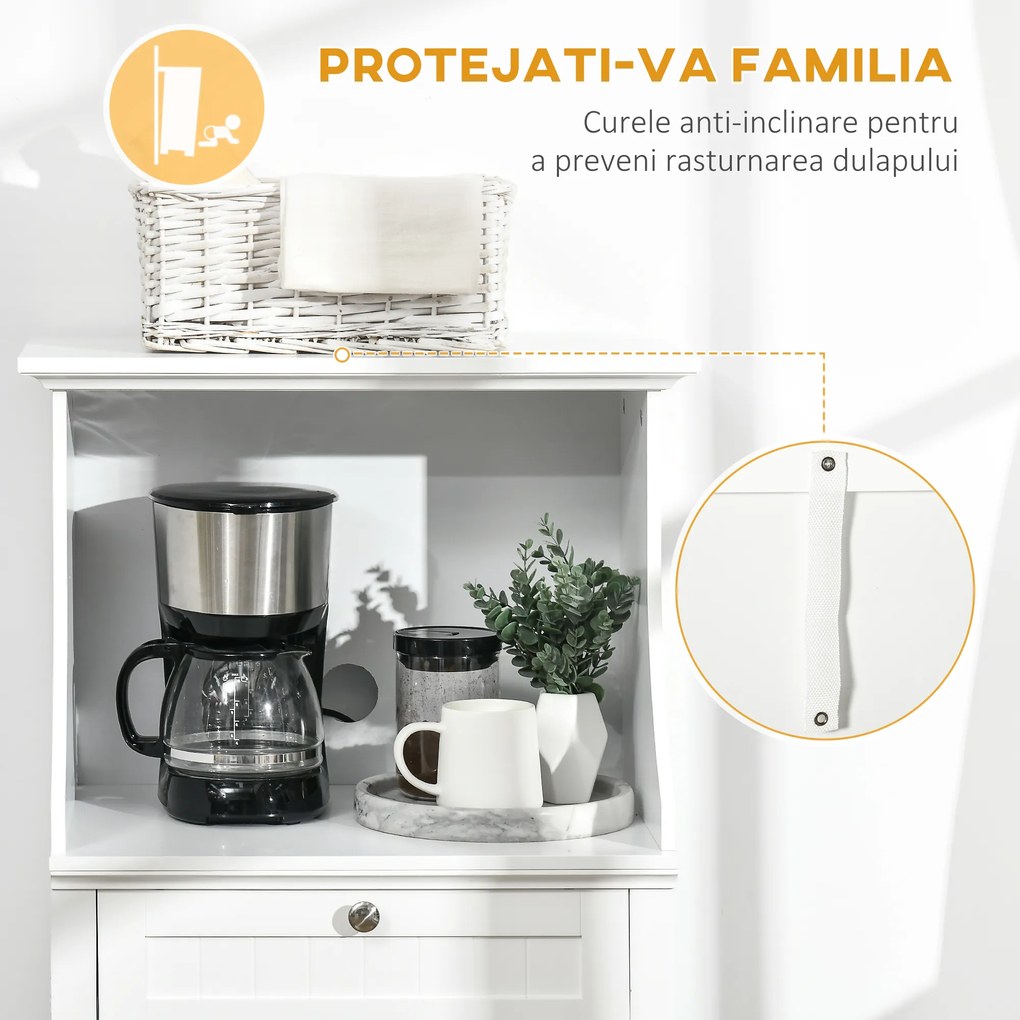 HOMCOM Dulap Bucătărie pentru Cuptor cu Microunde cu Sertar și Dulap 2 Uși Alb | Aosom Romania