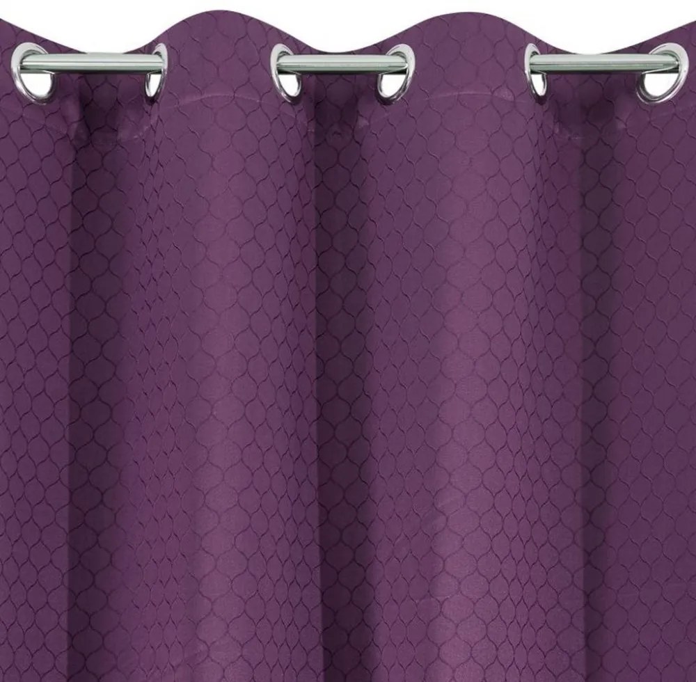 Draperie lungă mov cu ornament 135 x 250 cm