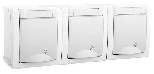Priza tripla cu impamantare IP54 Pacific Panasonic, PT, alb