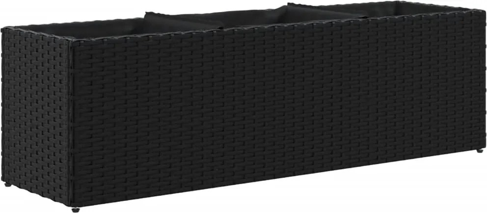 vidaXL Jardinieră grădină cu 3 ghivece, negru, 105x30x32 cm poliratan