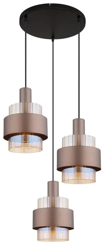 Lustra cu 3 pendule Sticla Chihlimbar Metal Bronz MILLEY