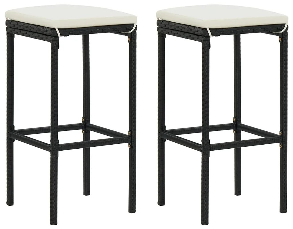 Set mobilier bar de gradina cu perne, 3 piese, negru Negru, 3