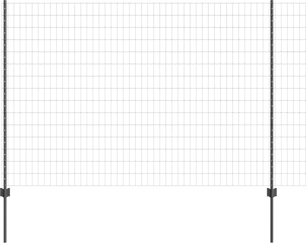vidaXL Gard cu Stâlp Gri 1,5 x 10 m Oțel și PVC