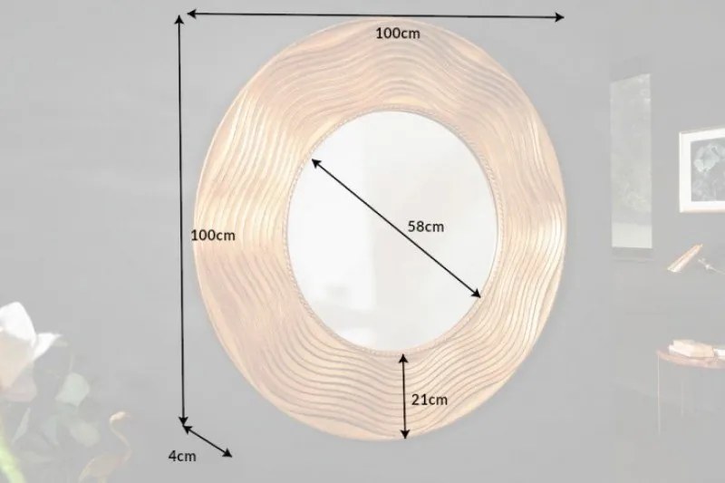 Oglinda de perete decorativa Circle 100cm, auriu