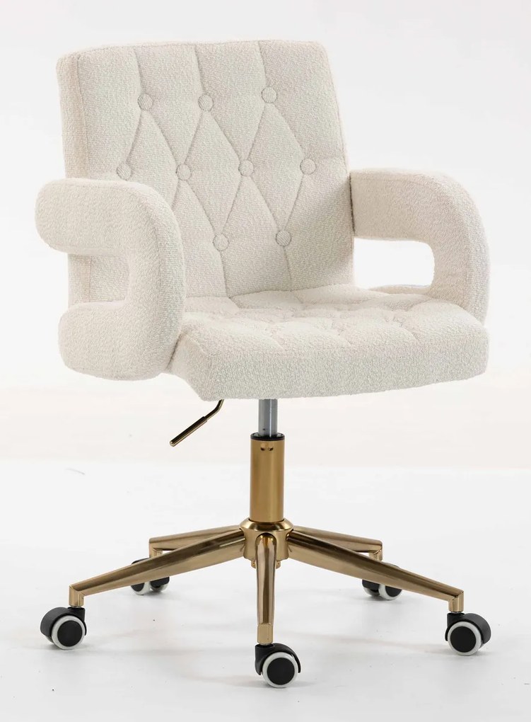 HR8404K Scaun Crem Boucle cu Bază Aurie