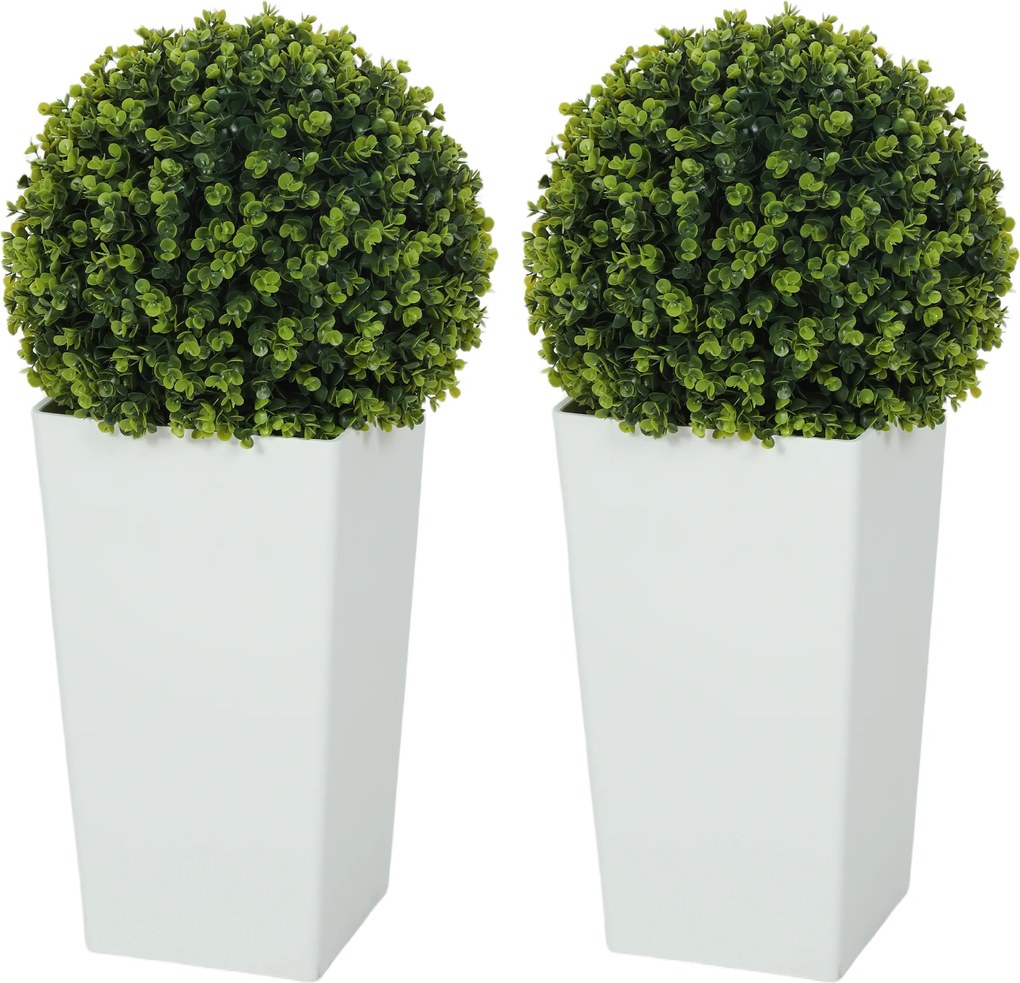 HOMCOM Set 2 bile artificiale eucalipt 65 cm plantă artificială cu protecție UV, 330 frunze în ghiveci, verde | Aosom Romania