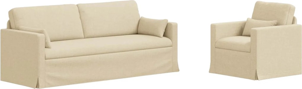 vidaXL Set de canapea 2 pcs Crem 198 x 78 x 80 cm țesătură