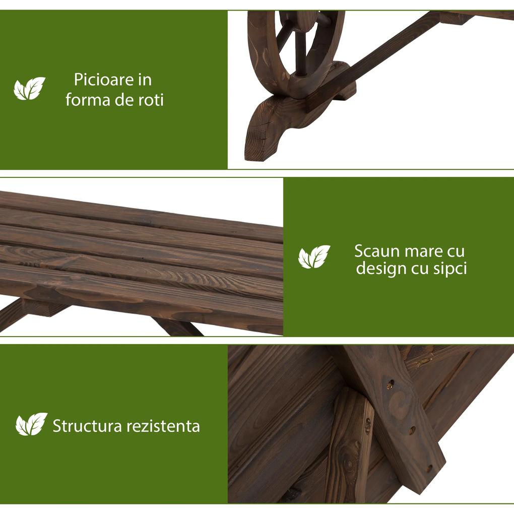 Outsunny Banca de Gradina cu 2 locuri din lemn de molid, Maro 105x50x53cm | Aosom Ro