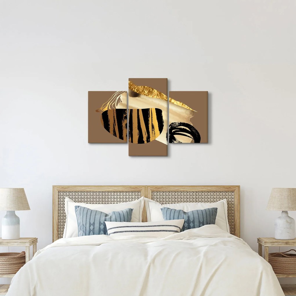 Tablou - Abstracție maro auriu N⁰2 (90x60 cm)