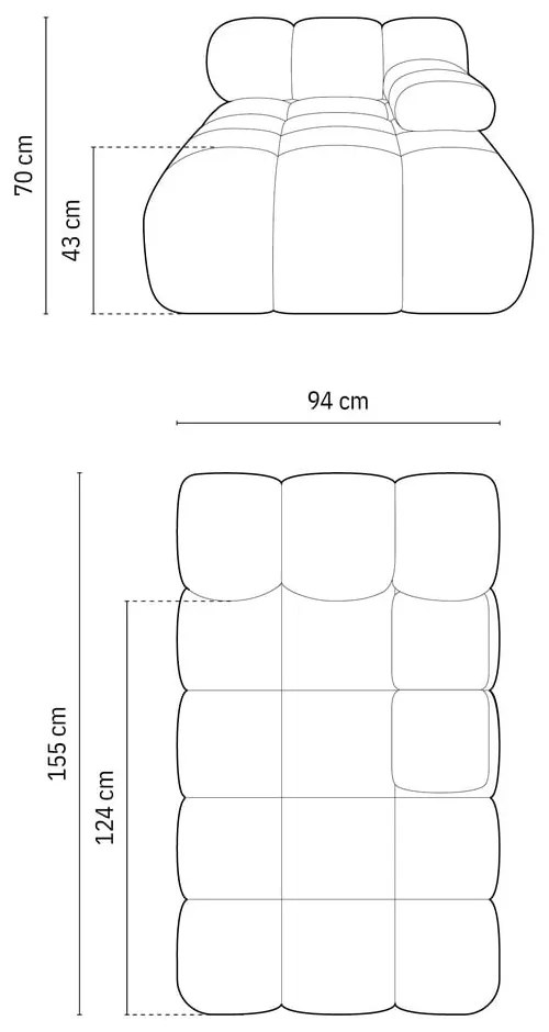 Modul pentru canapea modulară gri deschis cu tapițerie din țesătură bouclé (cu colț pe partea dreaptă) Bellis – Micadoni Home