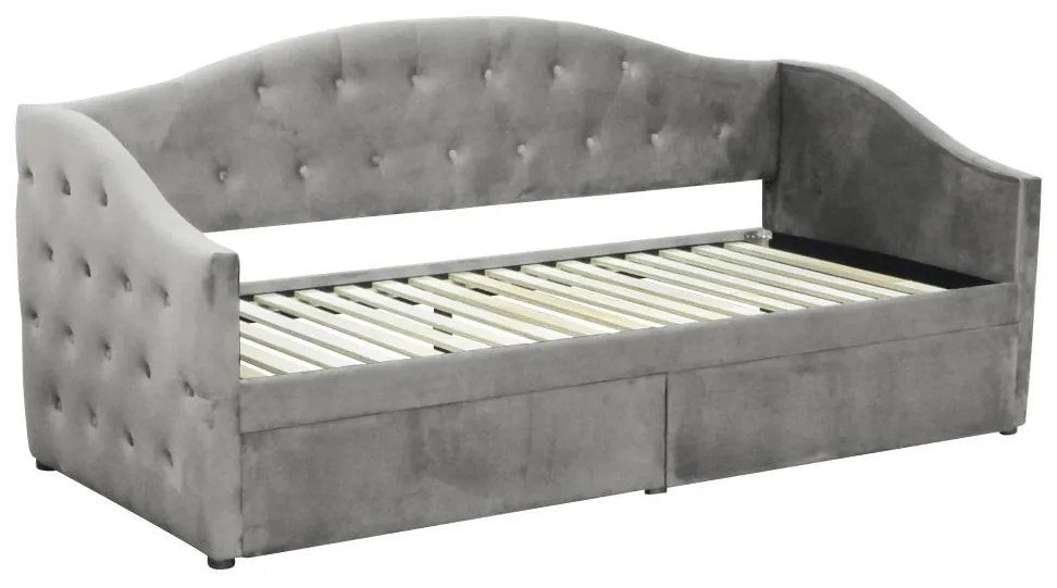 Pat de o persoană (divan) 90 cm Zonas (gri) (cu somieră) (cu sp. depozitare). 1116569