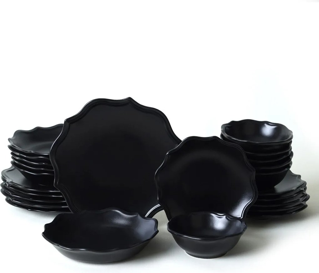 Set de cina 275KRM2341, 24 piese, negru mat, ceramica