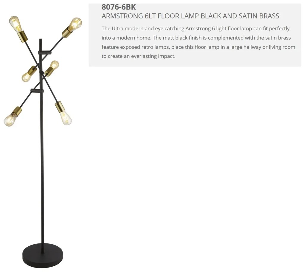 Lampadar modern design minimalist Armstrong EU8076-6BK SRT