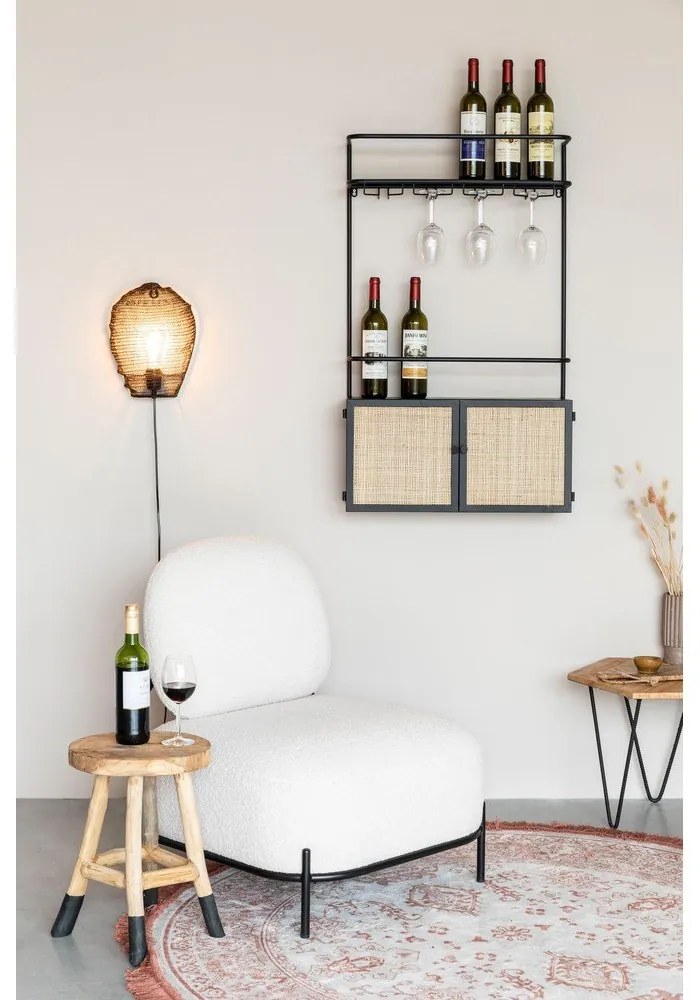 Dulap vinotecă din ratan negru 18x100 cm Guuji - White Label