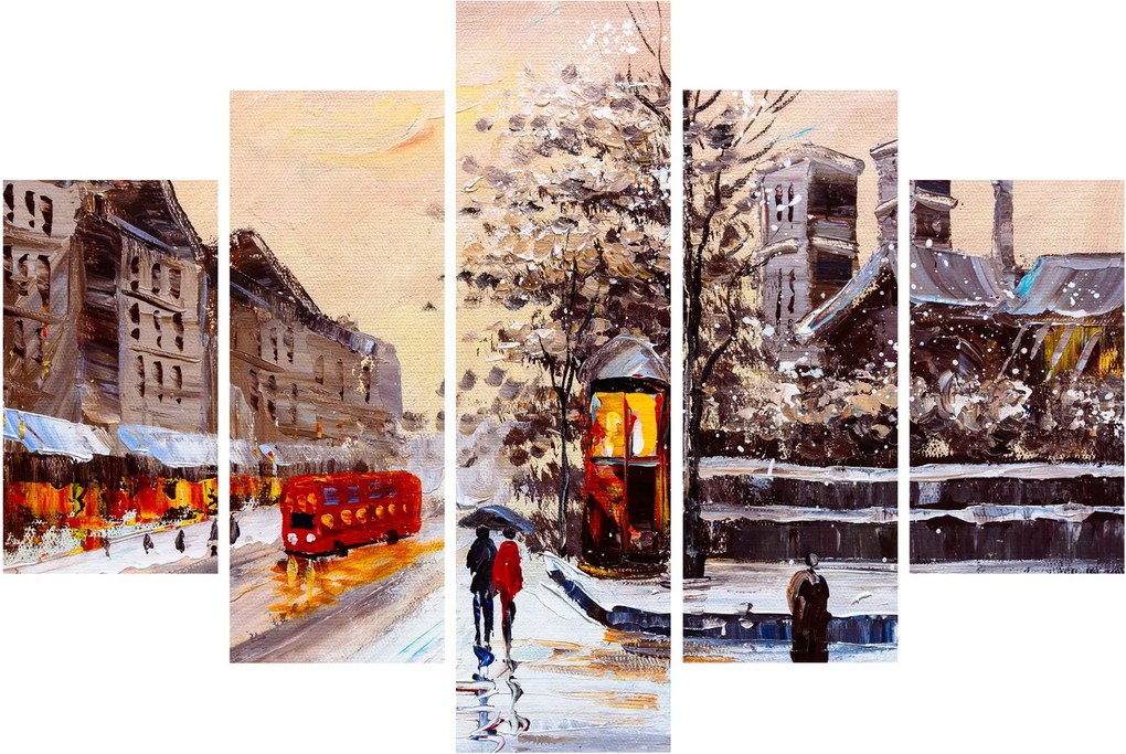 Tablou - Pictură oraș iarna (150x105 cm)