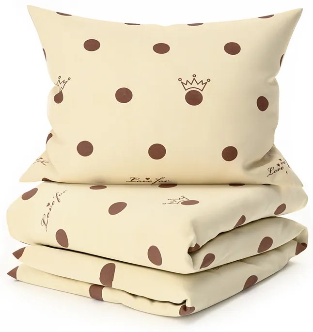 Lenjerie de pat din bumbac CROWN LOVE FOR bej Dimensiune lenjerie de pat: 70 x 90 cm | 140 x 200 cm