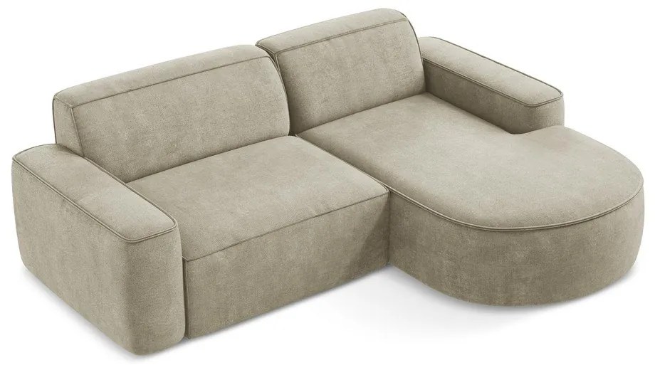 Colțar bej cu tapițerie din chenille (cu colț pe partea dreaptă/cu șezlong) Omao – Makamii