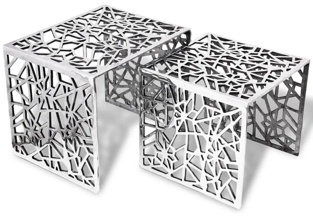 vidaXL Set de mese laterale 2 buc. Pătrat Aluminiu Argintiu