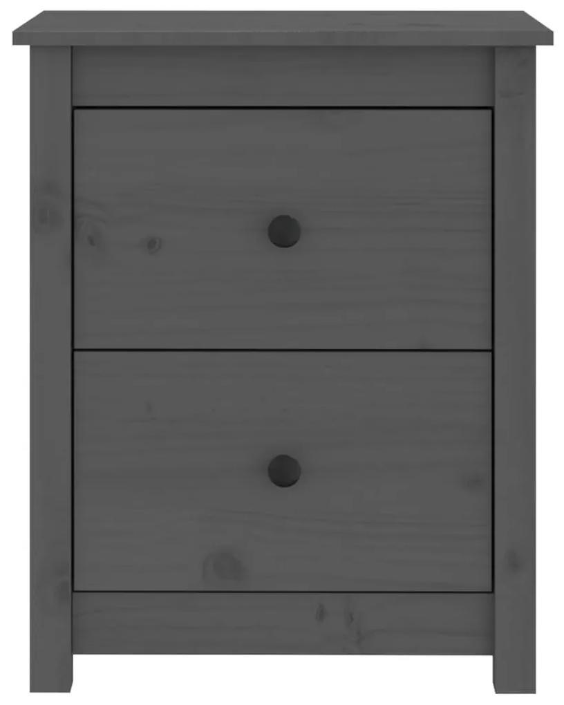 Noptiere, 2 buc., gri, 50x35x61,5 cm, lemn masiv de pin 2, Gri
