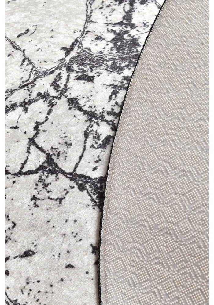 Covoraș de baie Foutastic Marble Circle, ø 100 cm, alb - negru