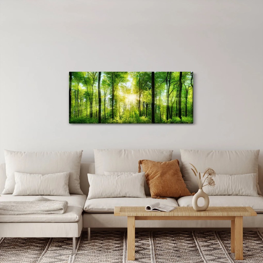 Tablou - Răsărit în pădure (120x50 cm)