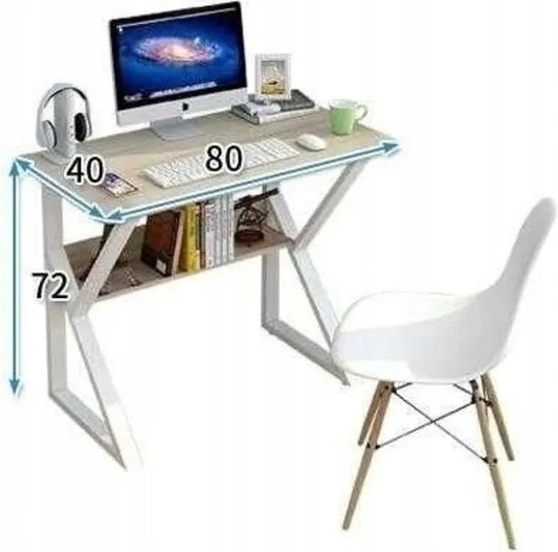 OFERTA Birou cu raft SHAPE 80x40 cm, negru II calitate