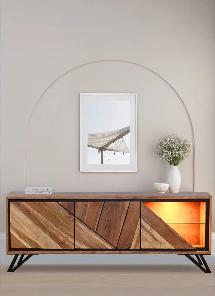 Comodă TV în culoare naturală din lemn de acacia 150x51x40 cm Ambala – Interia Home &amp; Living