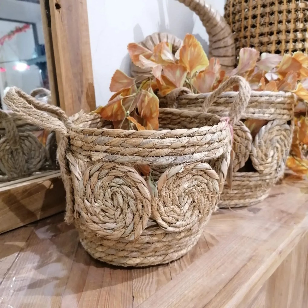 Cos impletit Rondo din fibre naturale 23x17 cm