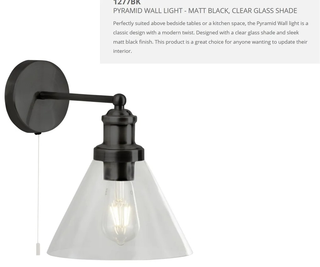 Aplica de perete design clasic Pyramid negru 1277BK SRT