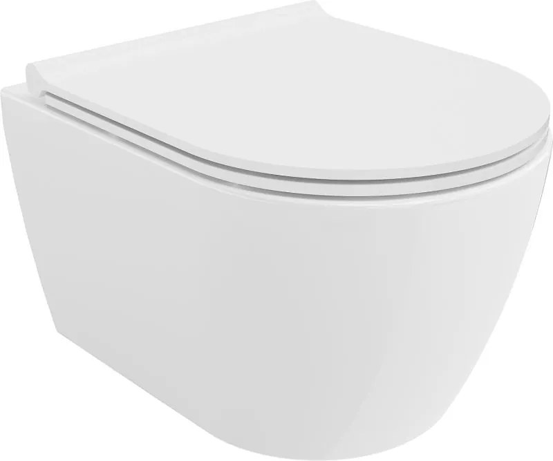 Mexen Carmen vas wc Rimless Tornado cu capac slim cu încetinire, duroplast, alb lucios - 30880500T
