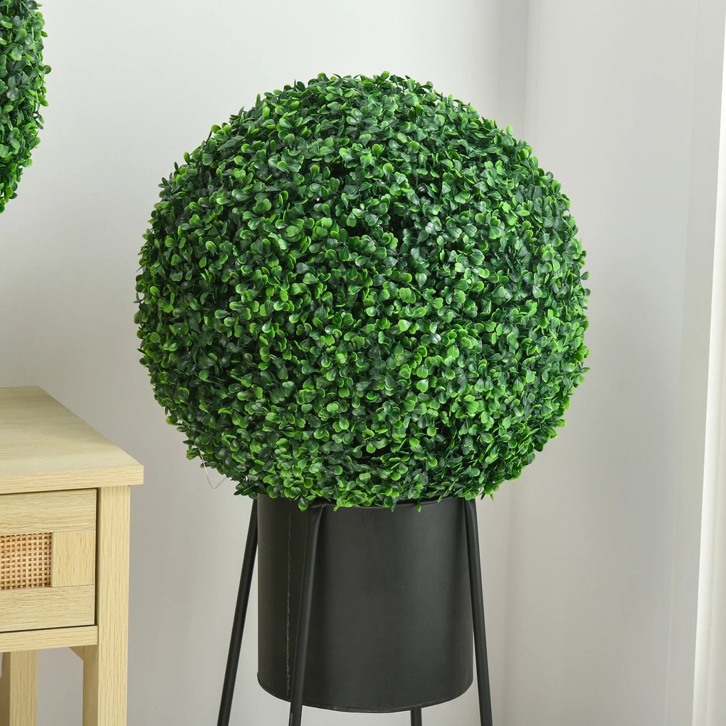 HOMCOM 2 Pack Artificial Tree Boxwood Topiary Balls, 15.75 Inch